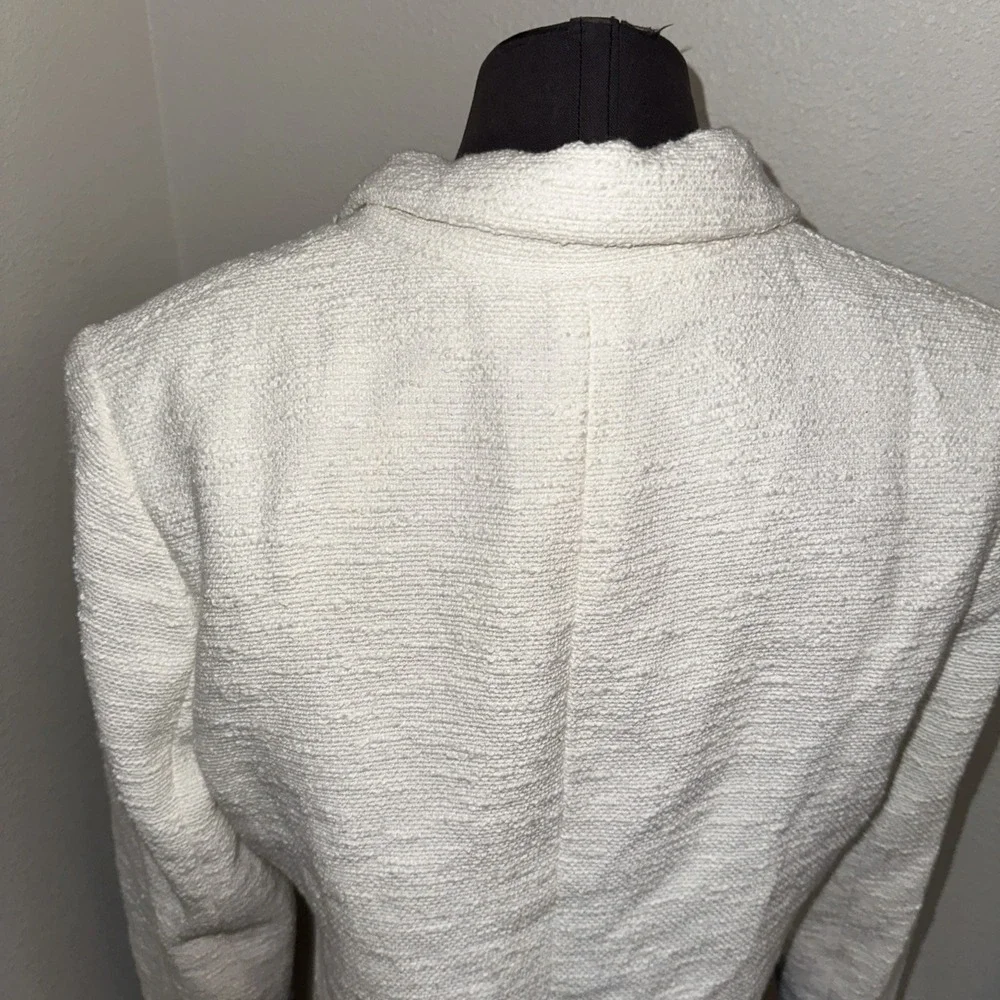 House Of Harlow Women's White Textured Blazer Gold Buttom Cropped Sz S